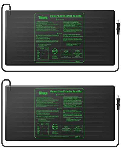 iPower GLHTMTLX2 2Pack Durable Waterproof Seedling Heat Mat 48 x 20 Warm Hydroponic Plant Germination Starting Pad Black