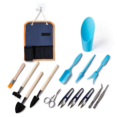 Bonsai Tree Tools Kit Storage Pocket13PCS Succulent Transplanting Tools Set，Gardening Tool Set for Indoor