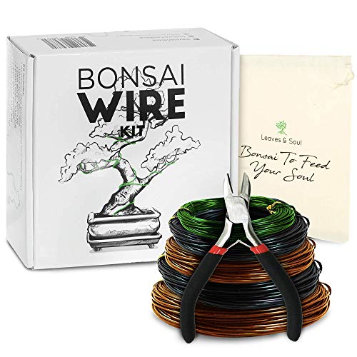 Leaves and Soul Tree Training Wire Kit  5 Rolls (160ft) Aluminum Alloy Bonsai Plant Training Wire  Wire Cutter  Canvas Storage Bag  Bonsai Accessories for Beginners  Professionals