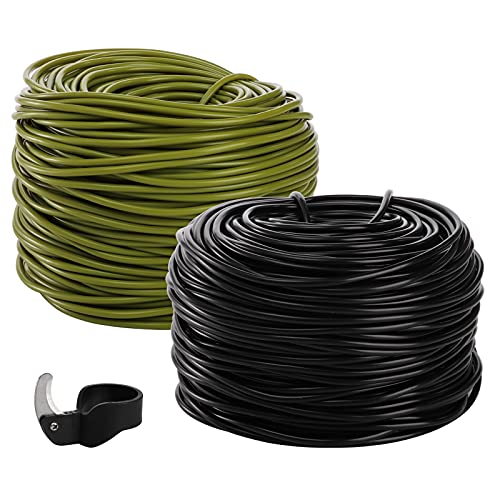 YOUEON 2 Pack 524 Feet Rubber Garden Twine Hollow Soft Plant Tie Stretch Tree Tie DIY Gardening Twine for Supporting Growth Plant Fruit Tree Home Organizing Black and Green