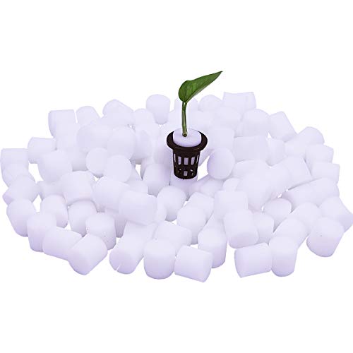Juhao 100 Pack Hydroponics Sponges Seed Growing Media Cylindric Sponges 12x13 inches(White) (Ivory White2)
