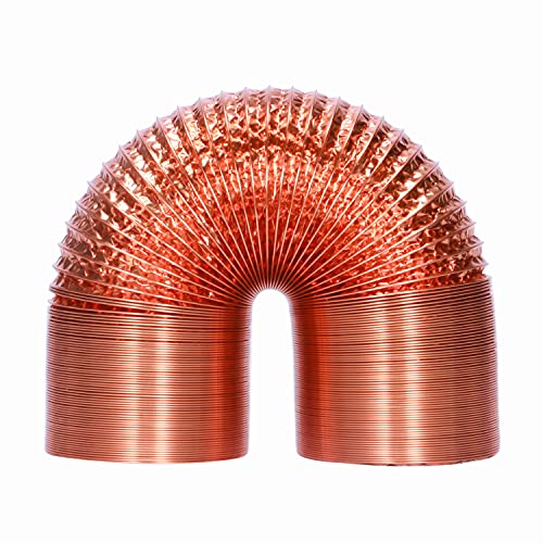 HonGuan 4 Inch 16 Feet Flexible Dryer Vent Hose Aluminum Air dust Collection Hose for HVAC Ventilation Grow Tents Dryer Rooms House Copper