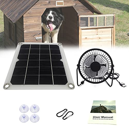 Solar Panel Powered Fan Mini Ventilator 10w5w Exhaust Fan for Greenhouse Motorhome House Chicken House Outdoor Ventilation Equipment Ventilator for Pets (10W)