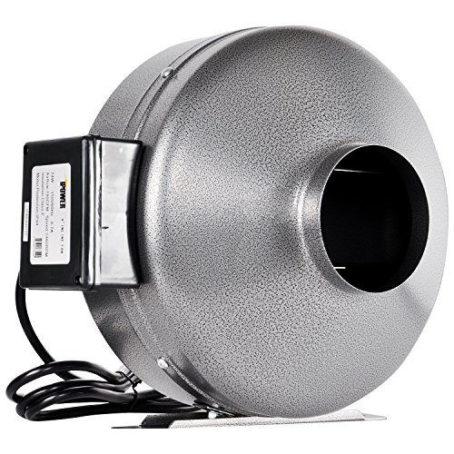 iPower GLFANXINLINE4 4 Inch 190 CFM Inline Duct Ventilation Fan HVAC Exhaust Blower for Grow Tent Grounded Power Cord 1Pack Silver