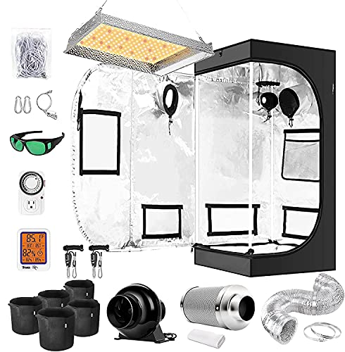 iPower Grow Tent Kit Complete Full Spectrum LED Plant Light Lamp Indoor Hydroponics 24x24x48 Combo with 4 Inch Fan Filter Ventilation 24 x 24 x 48 System Setup Package 2x2
