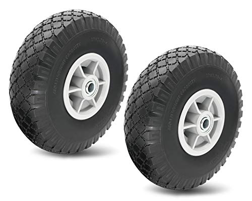 10 Flat Free Solid Tire Wheel，for Dolly Handtruck Cart，10 Flat Free Tires Air Less Tires Wheels with 58 Center  Solid Tire Wheel for Dolly Hand Truck CartAll Purpose Utility Tire on Wheel