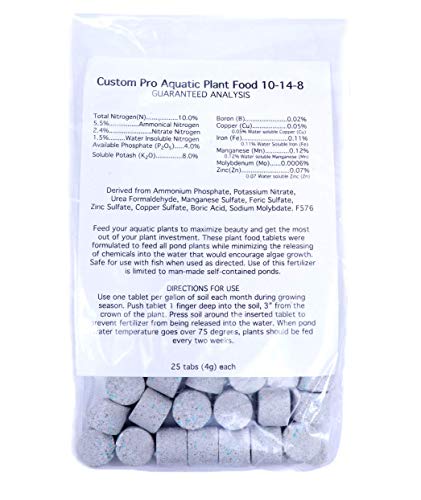 Custom Pro 10148 Aquatic Plant Food Fertilizer for Water Gardens  25 Tablets