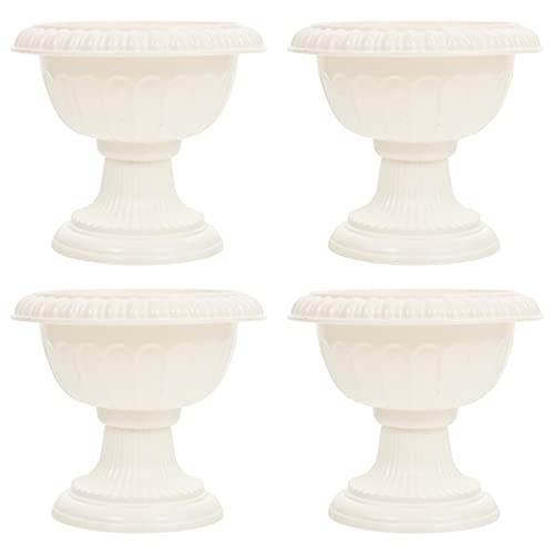 Angoily 4Pcs Urn Planter Classic Traditional Plastic Urn Plant Pot Vase Rustic Urn Planter Roman Pillar Flower Pot Greek Column Statue Urn Tall Random Color