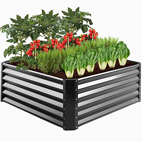 Best Choice Products 4x4x15ft Outdoor Metal Raised Garden Bed Medium Root Box Planter for Vegetables Flowers Herbs and Succulents w 179 Gallon Capacity