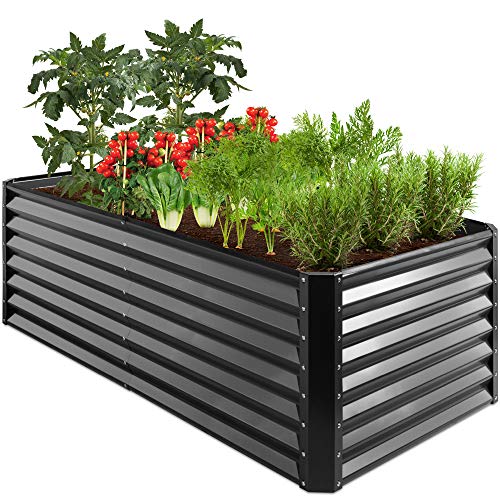 Best Choice Products 6x3x2ft Outdoor Metal Raised Garden Bed Deep Root Box Planter for Vegetables Flowers Herbs and Succulents w 269 Gallon Capacity  Gray