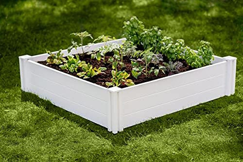 Vita Classic 4X4x11 Vinyl Raised White VT17108 x 4ft Modular Garden Bed 11 H