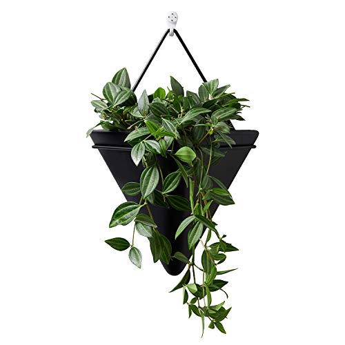Black Large Wall Hanging Planter Indoor Wall Decor Geometric Planters Plant Hanger Succulent Wall Planter Vase Ceramic Plant Wall Holder for Displaying Small Plants Decors Gift