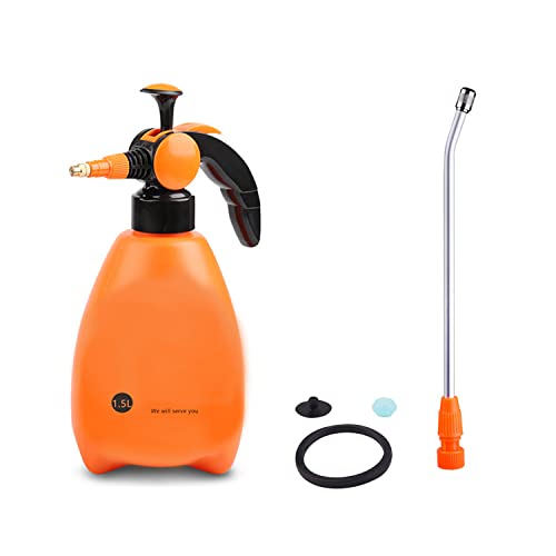 TiCoast Manual Garden Sprayer 15L Hand Lawn Pressure Pump Sprayer with Adjustable Brass Nozzle and Extension Wand for Spraying Weeds Watering Plants Car Washing and Home Cleaning (Orange)
