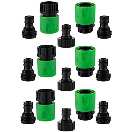 3 Sets of Plastic Garden Hose Quick Connectors Water Hose Quick Connect Male and Female 34 US Thread Fitting Set for Garden Hoses Sprinklers and Spray Nozzles (5 Pcs in Each Set)