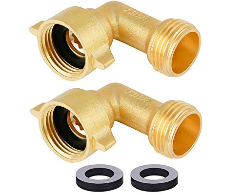 HQMPC Garden Hose Connector 90 Degree Brass Garden Hose Elbow Solid Brass Adapter (2Pcs) Extra 4 Pressure Washers