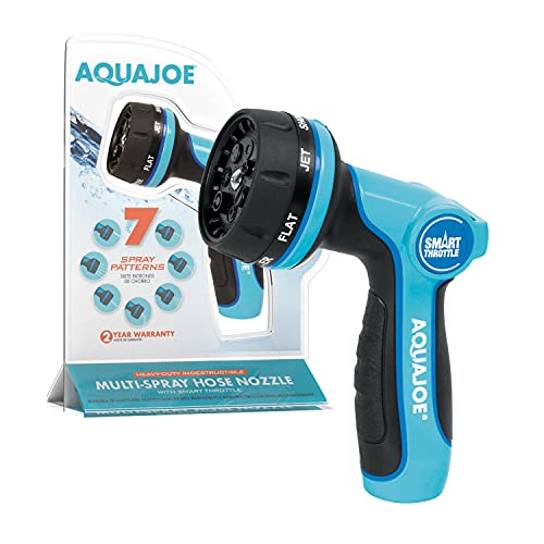 Aqua Joe AJHN102 Heavy Duty Indestructible Metal Multi Function Adjustable Hose Nozzle wSmart Throttlew Smart Throttle