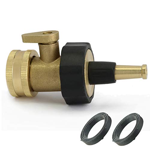 PLG Heavy Duty Brass High Pressure Jet Sweeper Spray Hose Nozzle and Hose Shut off Valve Set for Garden Hose