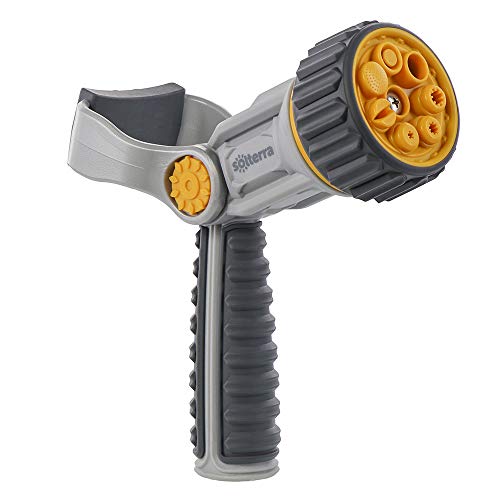 Solterra 56383 Adjustable Garden Hose Nozzle with Rear Trigger Fireman Lever Gray