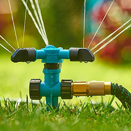 Garden Sprinklers for Yard 360 Degree Rotating Lawn Sprinklers for Hoses Large and Small Areas Up to 3000 Sq Ft Water Sprinkler for Lawn Plants Garden Hose Sprinklers Heavy Duty Ground Spike