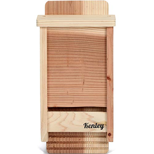 Kenley Bat House  Outdoor Bat Box Shelter with Single Chamber  Handcrafted from Cedar Wood  Easy for Bats to Land and Roost  Weather Resistant  Ready to Install