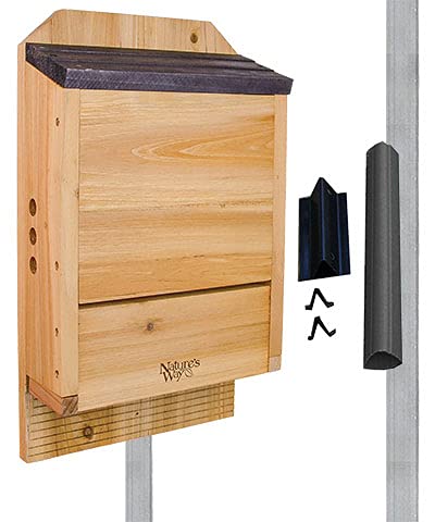 Natures Way Cedar Three Chamber Bat House with Pole