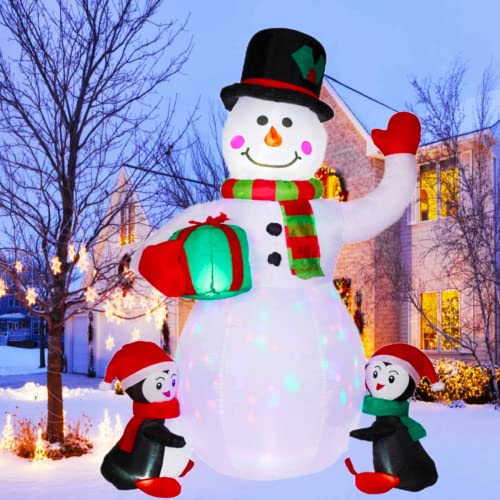 55ft Inflatable Snowman Lighted Blow up Christmas Inflatables 30S Inflation with Rotating LED Lights Giant Lawn Inflatables Plug in Yard Decorations for Outdoor Patio Garden Party Display