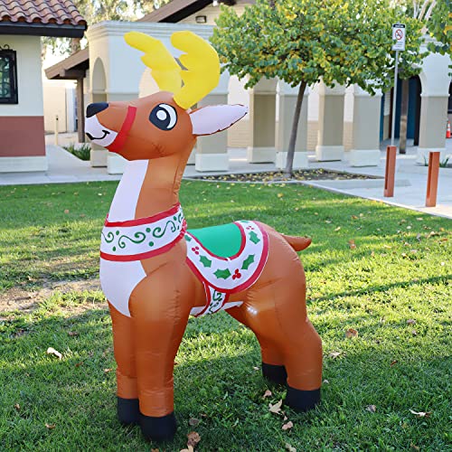 GOOSH 55 FT Height Christmas Inflatables Outdoor Reindeer Blow Up Yard Decoration Clearance with LED Lights Builtin for HolidayChristmasPartyYardGarden