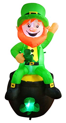Joiedomi 6FT St Patrick Sitting Leprechaun Inflatable for Yard Garden Decorations Indoor and Outdoor Theme Party Decor Yard Garden Lawn Decor with LED Light Buildin