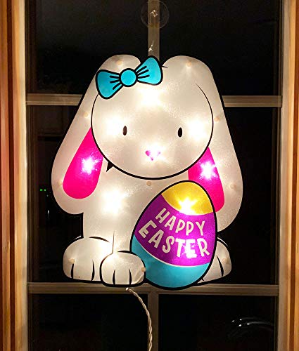 Impact Innovations Easter Bunny Window Decoration Indoor Outdoor Use Happy Easter Lighted Decoration 145 x 12