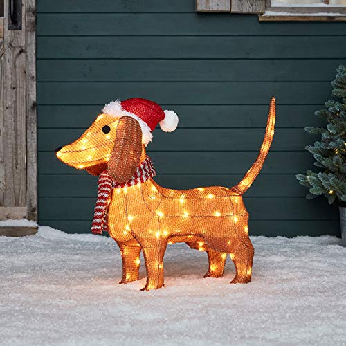 Lights4fun Inc 2ft Lighted Dachshund Wiener PreLit LED Christmas Holiday Decoration