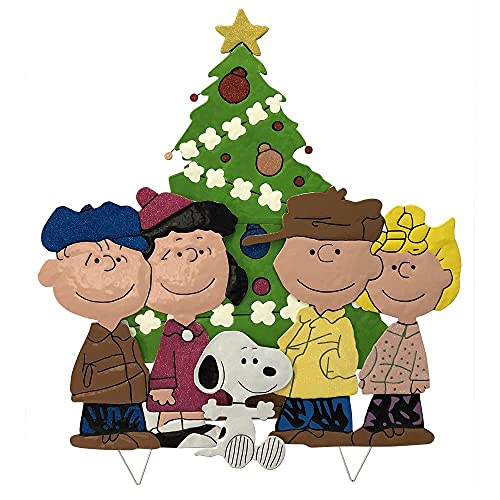 ProductWorks 31335 Peanuts 36 Inch Gang Around The Christmas Tree Metal Outdoor Décor Holiday Display Multi