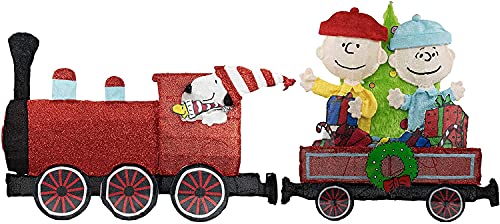 ProductWorks 46303_MYT 79 INCH Wide Train with Peanuts Gang 2 PC Set Outdoor 2D LED Yard DÉCOR Holiday Display Multi