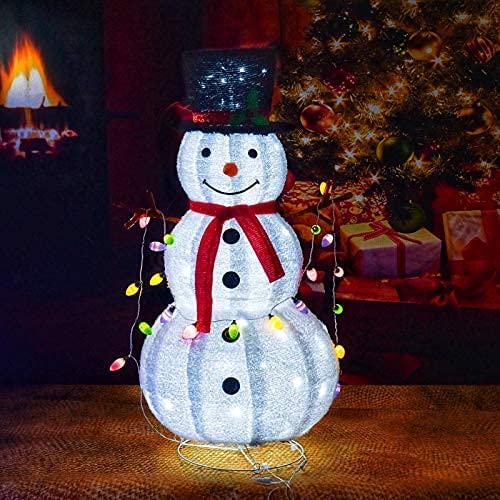 aonear Pre Lit Christmas Snowman with Lights for Xmas Holiday Indoor Outdoor Backyard Party Wedding Display Decorations