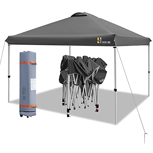 2022 LAUSAINT HOME 10x10 Pop Up CanopyPortable Folding Instant Canopy Tent with Roller Bag 4 Sand BagsEz Up Outdoor Canopies Quick Easy Setup Canopy Grey