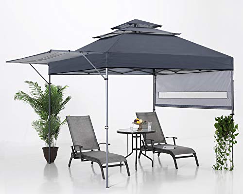 ABCCANOPY 10x17 Pop up Gazebo Canopy 3Tier Instant Canopy with Adjustable Dual Half Awnings Deep Gray