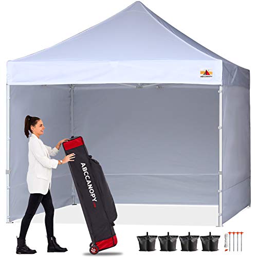 ABCCANOPY Ez Pop Up Canopy Tent with Sidewalls 10x10 Commercial Series White
