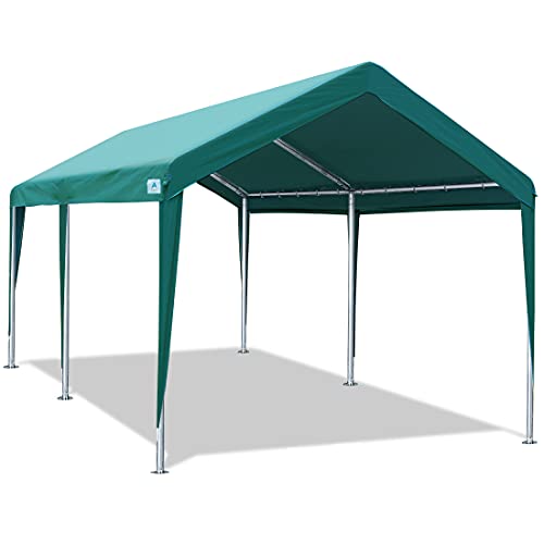 ADVANCE OUTDOOR Adjustable 10x20 ft Heavy Duty Carport Car Canopy Garage Boat Shelter Party Tent Adjustable Height from 95 ft to 11 ft Green