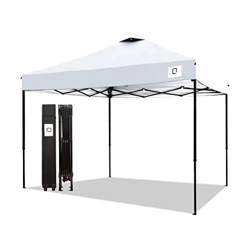 Q QUASAR Canopy Tent 10x10 Ez Pop Up Outdoor Tent ，Commerical Instant Shelter Gazebo ，Heavy Duty Event Tent Pavilion ，610 People Portable Waterproof Folding Canopy with Wheel Bag (White 10x10)