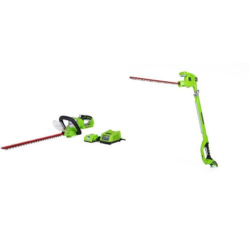 GreenWorks G-24 Cordless 22 Hedge Trimmer and 20 Pole Hedge Trimmer