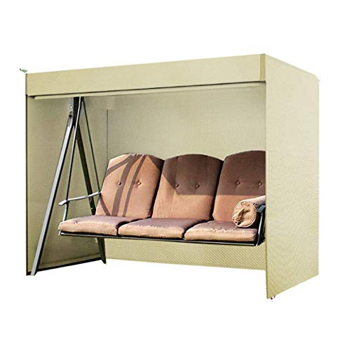 Outdoor Swing Cover 3 Seater Waterproof Patio Porch Swing Cover Hammock Swing Glider Canopy Replacement Cover Durable UV Resistant Weather Protector Outdoor Furniture Cover 87Lx49Wx67H (Beige)