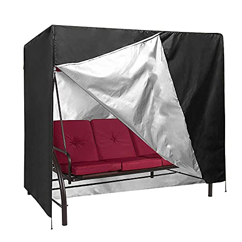 StorMaster Patio Swing Cover 3 Seater Waterproof Extra Large Swing Cover UV Resistant Garden Hammock Glider Chair Cover 88 Inch Outdoor Canopy Swing Covers Black