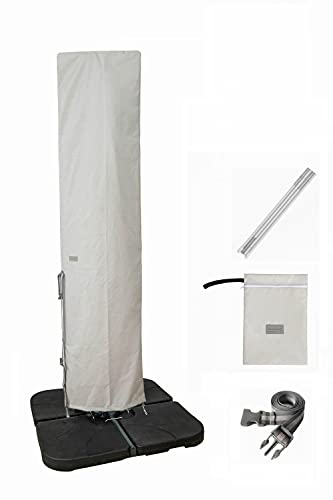 Garden Balsam Patio Umbrella Cover with Rod for 7 to 11 Ft Umbrellas  15 Ft DoubleSided Umbrellas Protective Waterproof Cover with Zipper Light Grey