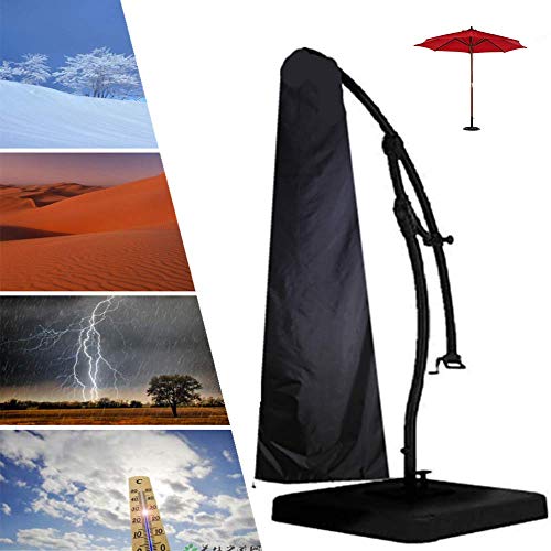 Patio Offset Hanging Umbrella Cover Waterproof Market Parasol Cover Durable 600D Cover for Offset Patio Umbrella Large (Black)