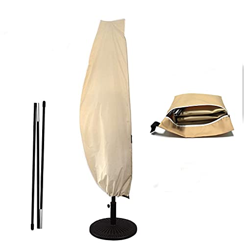 USspous Offset Patio Umbrella Covers Cantilever Umbrella Cover with Rod and Zipper Closure Oxford Fabric Waterproof Umbrella Cover for 8 11 FT Umbrellas  Beige