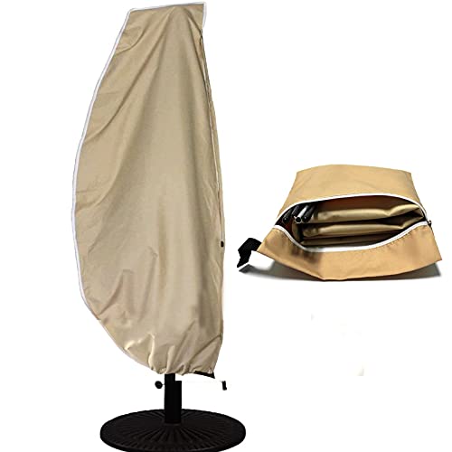 USspous Patio Umbrella Covers for Offset Hanging Umbrellas Cover Outdoor Patio Umbrella Cover for 8  11FT Umbrellas Waterproof Umbrella Cover with Rod Beige