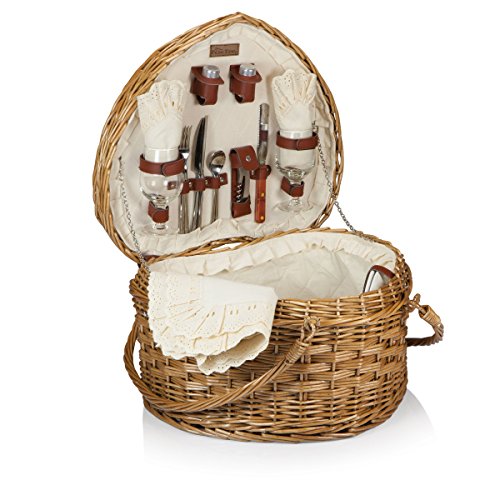 Picnic Time Heart Willow Picnic Basket with Deluxe Service for Two