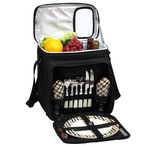 Picnic at Ascot Original Insulated Picnic BasketCooler Equipped with Service for 2 Designed Assembled  Quality Approved in the USA