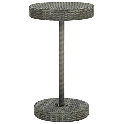 Outdoor Bar Table Patio Rattan Wicker Bistro Table 41Inch Height Modern Style Standing Circular Cocktail Table Coffee Table for Indoor Outdoor Gray