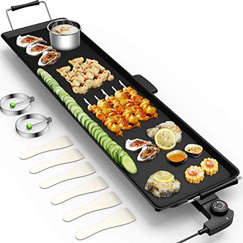 Happygrill 35W Electric Griddle BBQ Barbecue Grill Nonstick Teppanyaki Table Top Griddle for Indoor Outdoor Patio Camping
