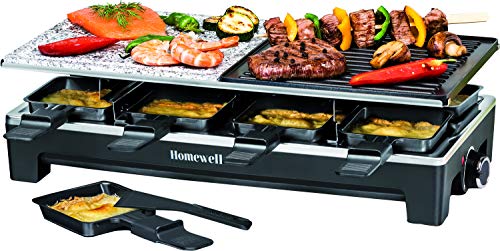 Homewell Raclette Tabletop Grill for Indoor BBQ  Outdoor Grilling Portable Electric 1500W